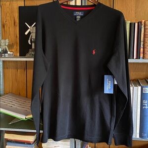 🆕 Polo Ralph Lauren Waffle Weave LS V Neck Shirt Large